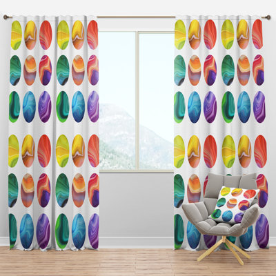 Abstract round labels set - Modern Velvet Curtain - Room darkening - 1 panel