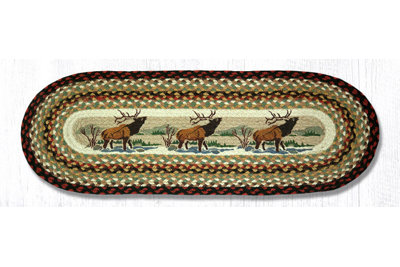  13"x36" Winter Village Oval Braided Table Runner in Natural Jute for Accent Tables