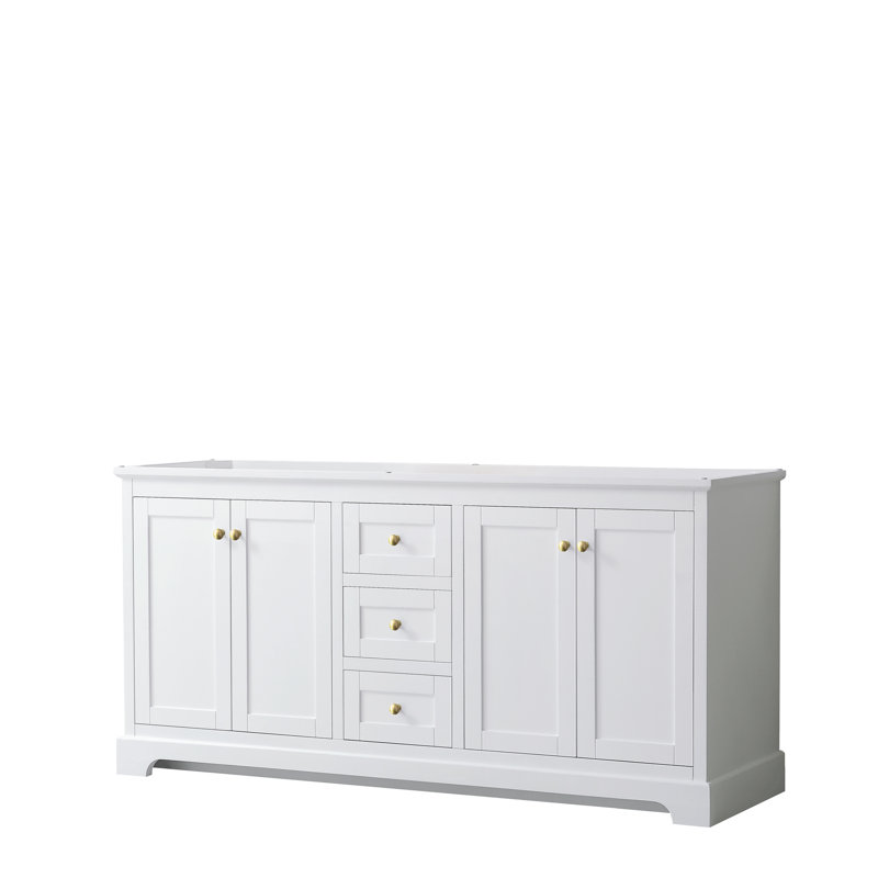Base de meuble-lavabo double 71 po Avery seulement, Blanc / or