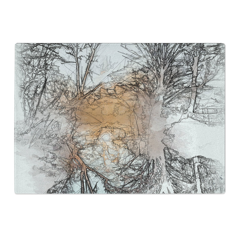 Tempered Glass Trees Sketch Chopping Board, 28.5 cm x 39 cm