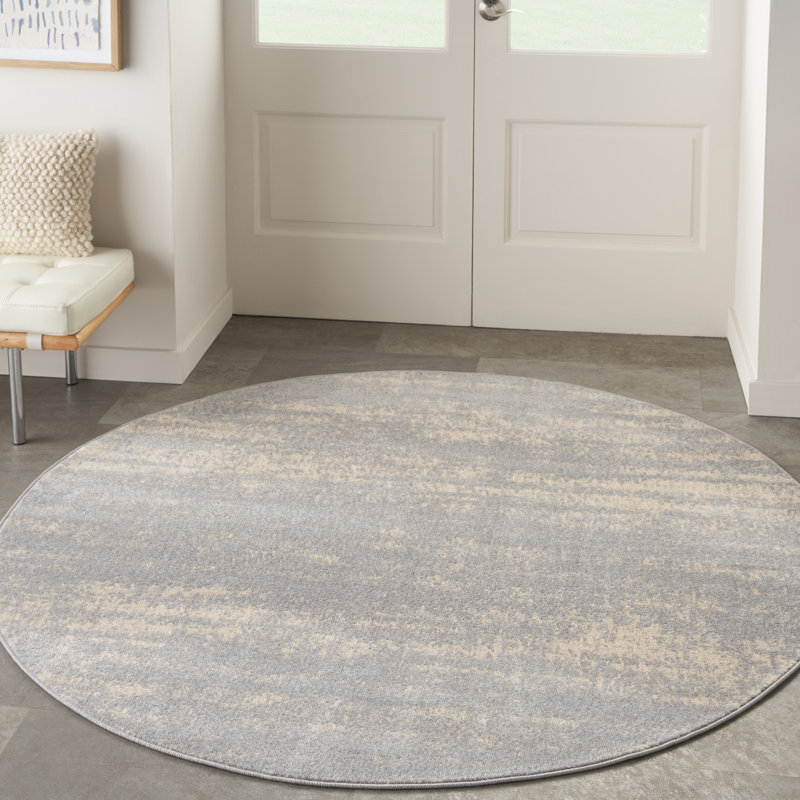 Tapis intérieur / extérieur gris Nourison Essentials, Rond 4 pi