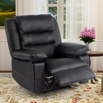Chemika 40.1" W Oversized Faux Leather Recliner, Massage, Heater