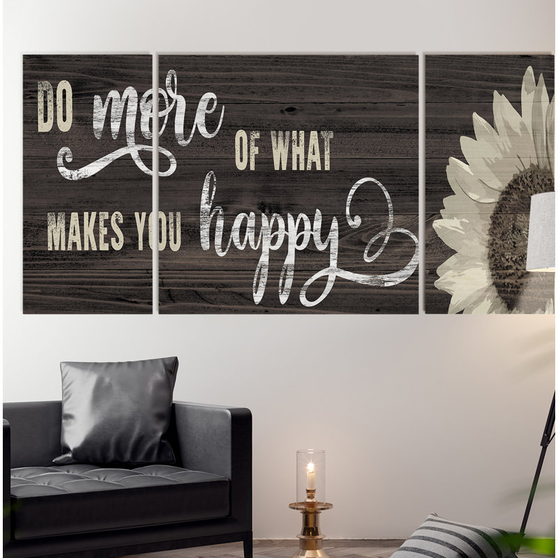 « make you happy », art textuel à multiples images sur toile, H 24 po x l 48 po x P 1,5 po