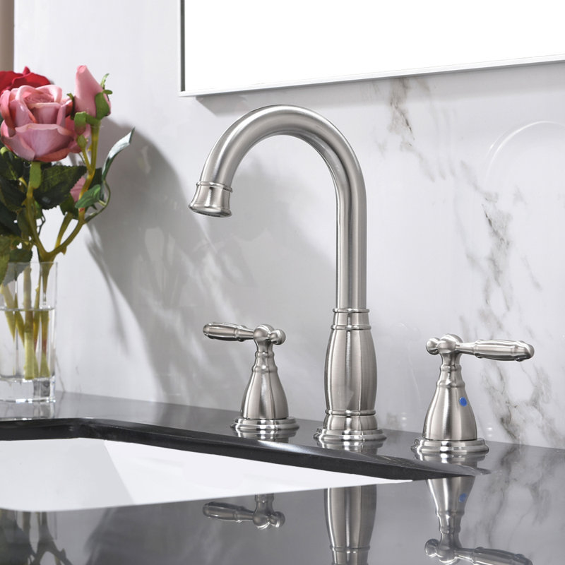Widespread 2-handle Bathroom Faucet with Drain Assembly, Brushed Nickel