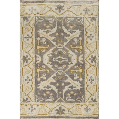 Tapis gris en laine gris Oushak 2x3