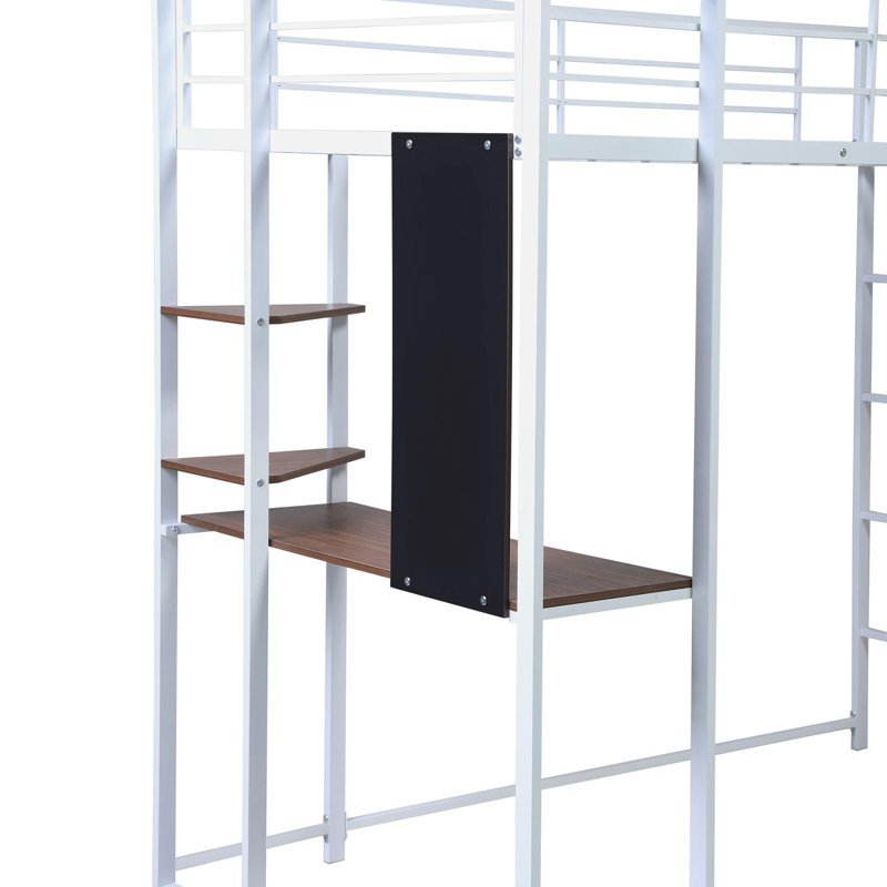 Lit mezzanine avec bureau intégré Abington, Simple, Blanc