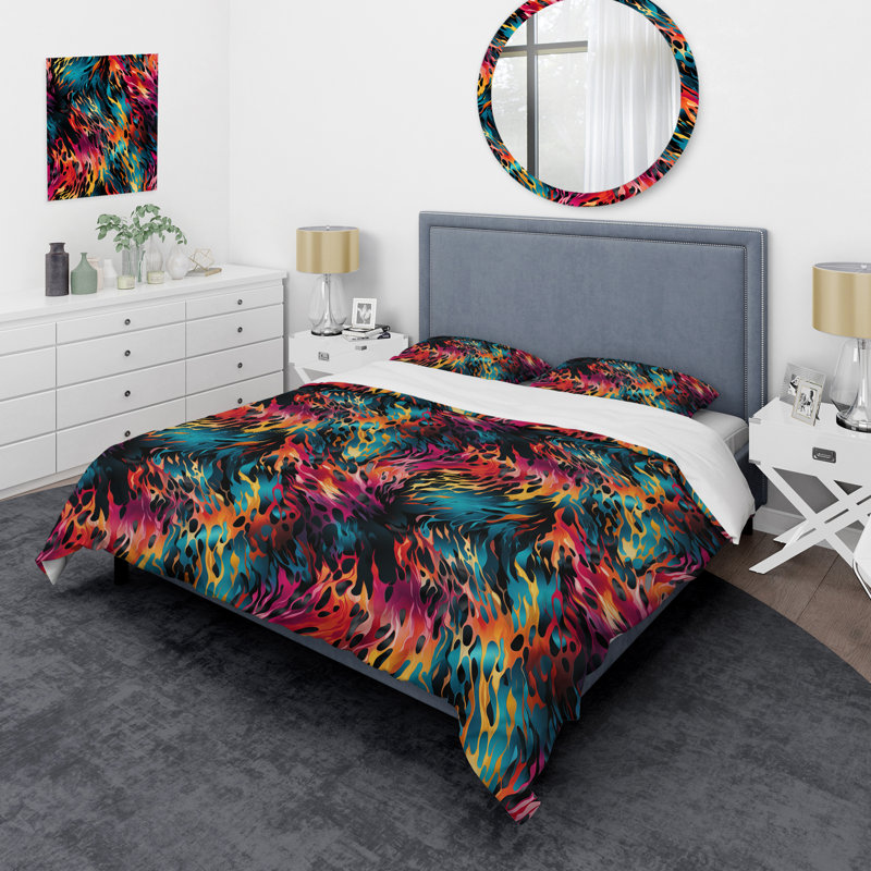 Captivating Neon Pattern I Abstract Duvet Cover, Twin Duvet Cover + 1 Standard Sham