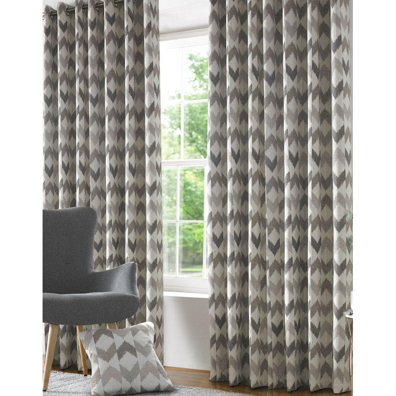 Iyahna Semi Sheer Curtain Pair, Beige Latte, 167cm Width x 137cm Drop