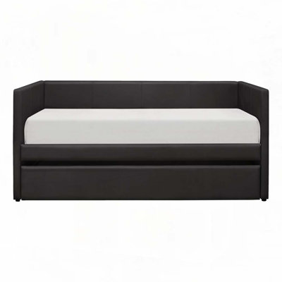Faux Leather Upholstered Daybed with Trundle