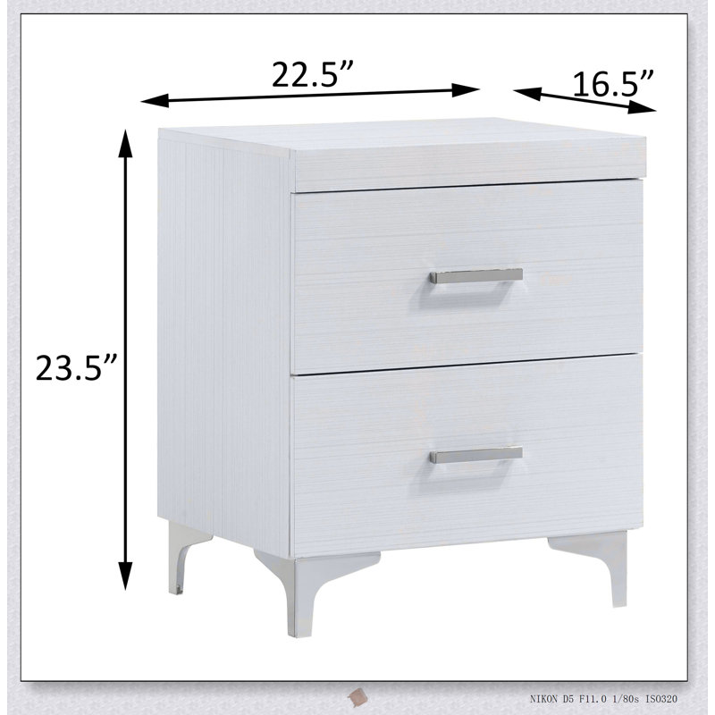 Table de chevet à 2 tiroirs avec savoir-faire classique et caractéristiques modernes pour un rangement pratique dans la chambre à coucher
