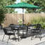 Cass Rectangular 6 - Person 150cm L Outdoor Garden Tempered Glass Black Marble Coffee Table