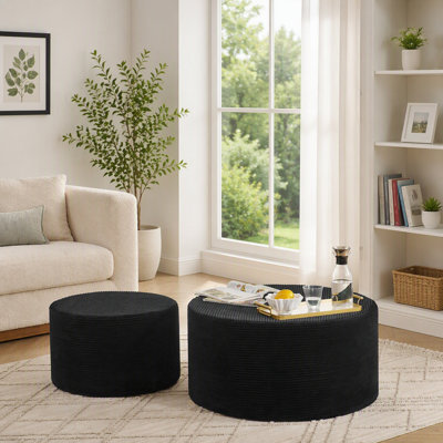 Ensemble de 2 poufs cylindriques rembourrés pour une assise et un repose-pieds flexibles