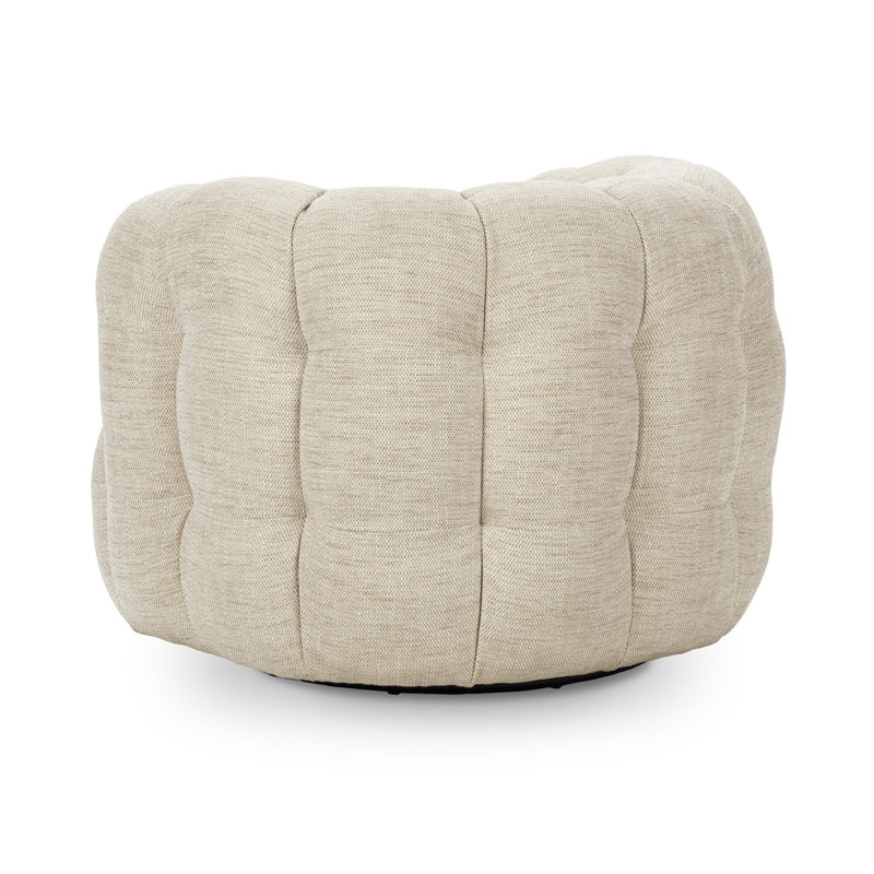 Walter Swivel Barrel Chair, Beige Polyester Blend