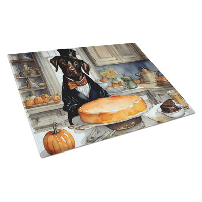 Grande planche à découper en verre avec citrouilles chocolat