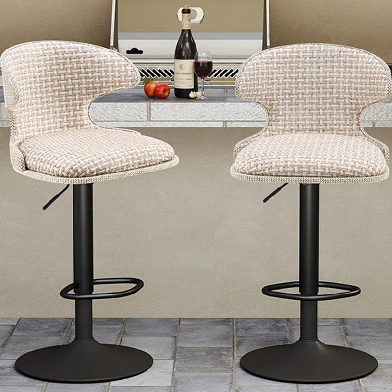 Outdoor Waterproof Textilene Swivel Bar Chair, Mélange de lin beige