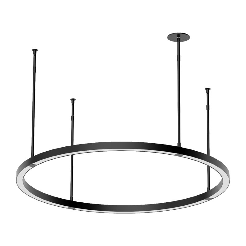 Mick De Giulio Stagger X-Large Ring Chandelier in Nightshade Black with Acrylic shade, Nightshade Black