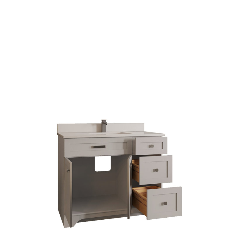 Ensemble de meuble-lavabo simple 41,3 po avec miroir Cieanna, gris
