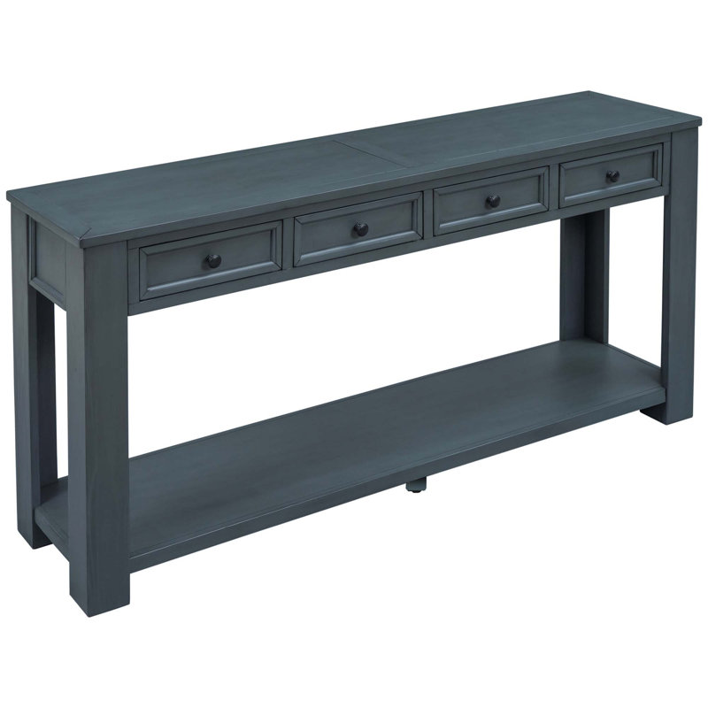 Buffet console Hudis avec tiroirs de rangement et tablette inférieure, Bleu marine