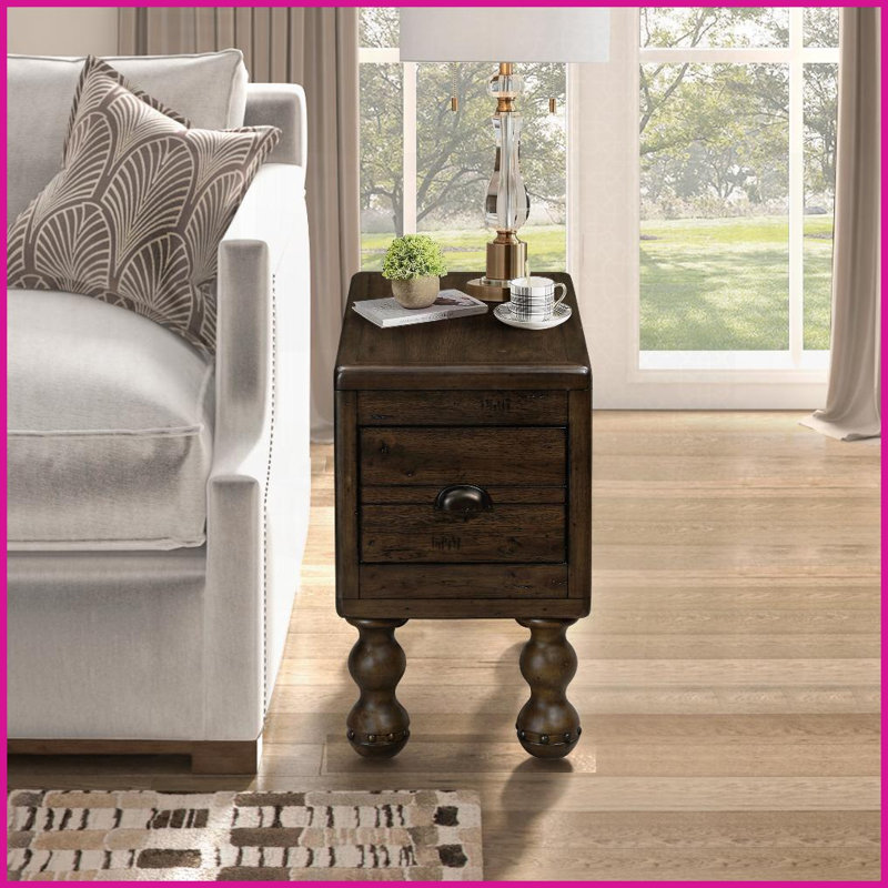 Table basse vintage en bois massif pour petits espaces, facile à nettoyer et amp; Assemblage rapide avec tiroir de rangement