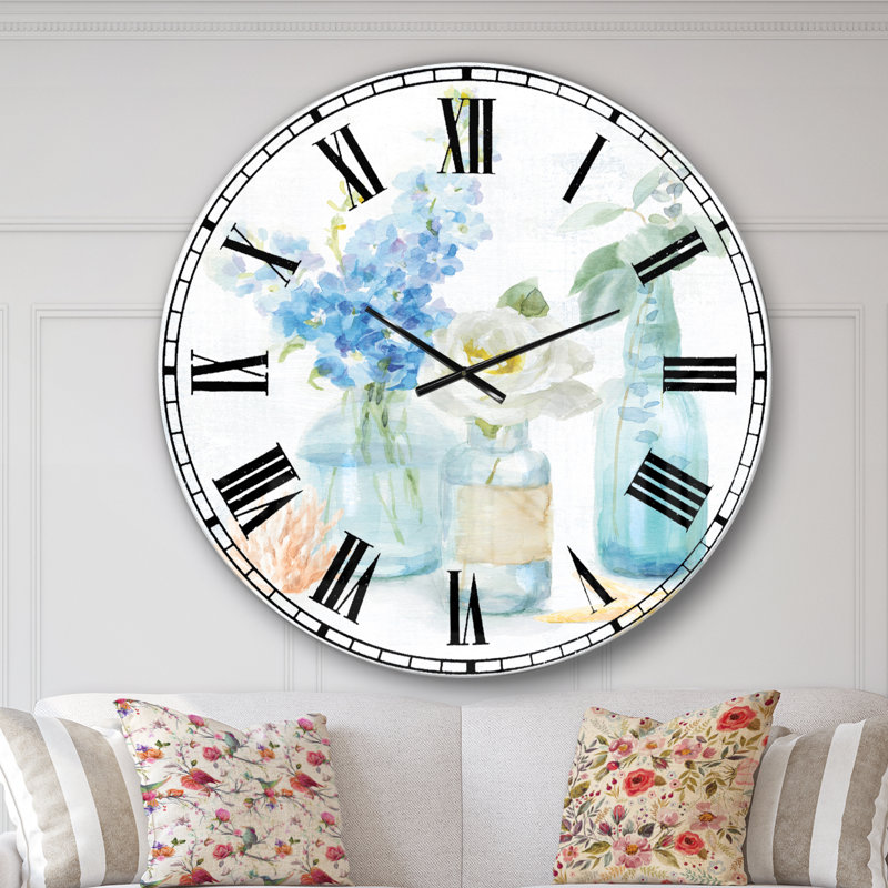 Swigart Cottage Florals II - Horloge murale maison de campagne, Surdimensionné