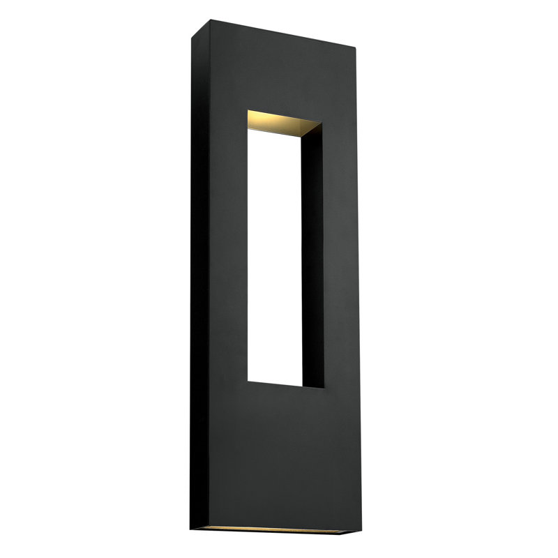 Plafonnier encastré d'extérieur en verre givré Atlantis, Noir satiné, H 36 po x l 12 po x P 4 po