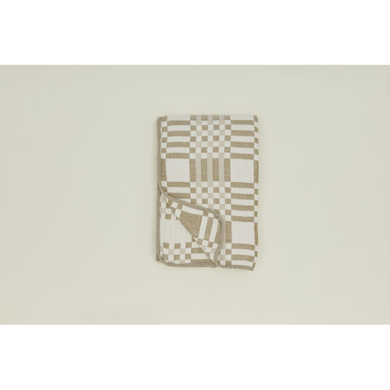 Simple Plaid Blanket, Ivory/Flax, Queen