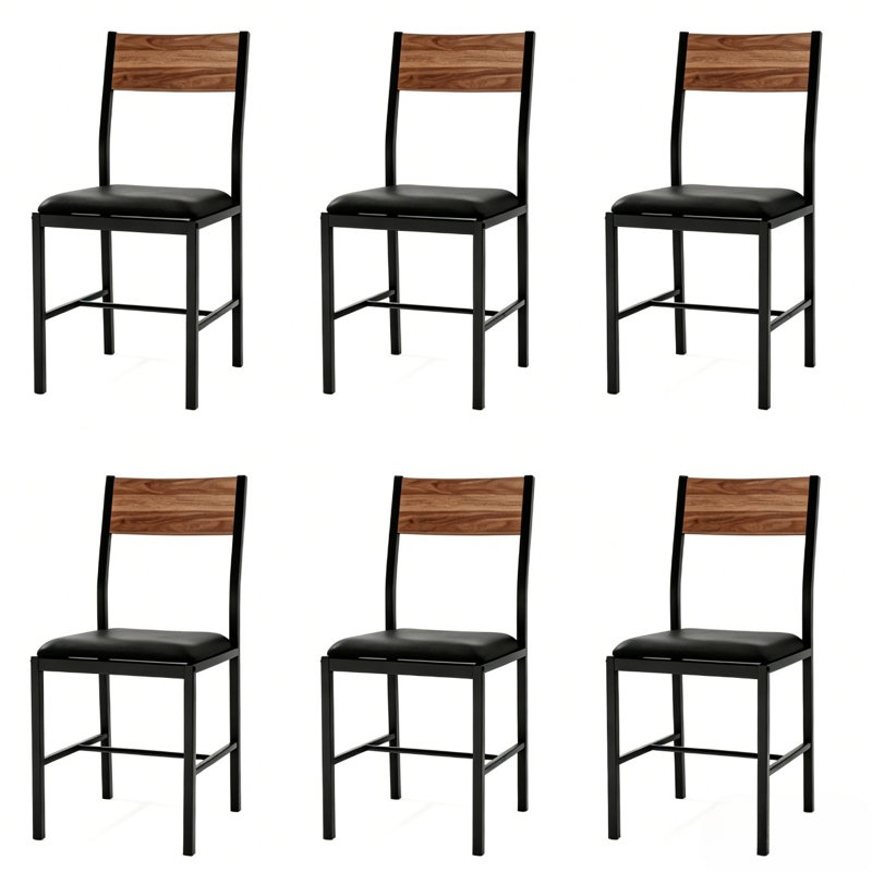 Ensemble de 6 chaises de salle à manger avec coussins noirs