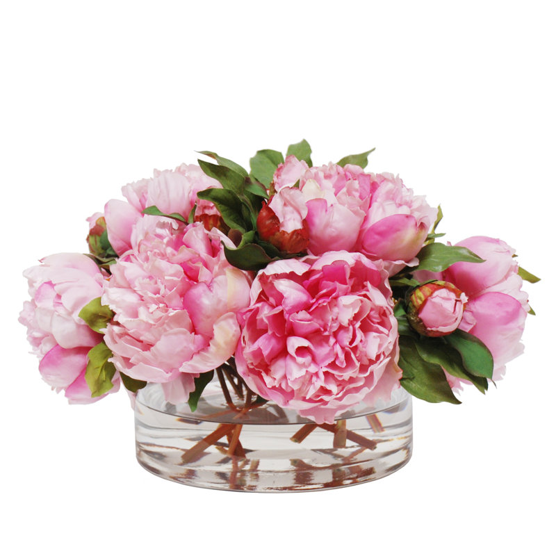 Peony Faux Floral Arrangement in Vase