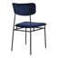 Chaise d'appoint à dossier ouvert en velours bleu et noir