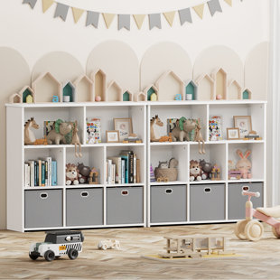 Storage Bookcase with 3 Removable Drawers, Cube Bookcase, Book Cabinet, Toys Storage Organizer