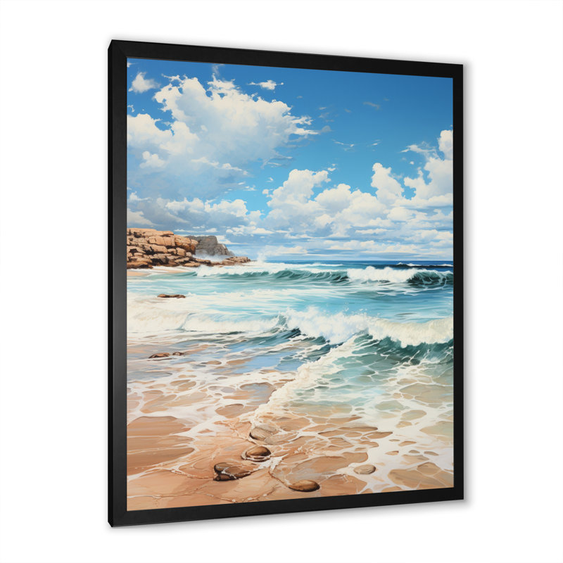 Plage, herbe, paysage, III, Cadre photo noir, H 20 po x l 12 po x P 1 po