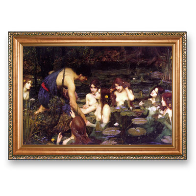 Hylas and the Nymphs by John William Waterhouse Painting Reproductions Framed World Classic Reproductions For HomeDecor,Gold Frame