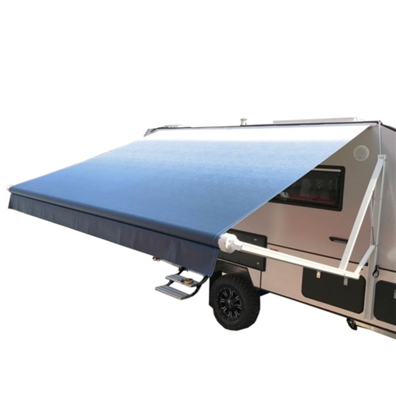 Motorized Retractable RV Awning, 4" H x 120" W x 96" D, Blue
