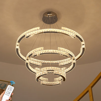 Luminaire suspendu moderne à 3 anneaux en cristal à 3 anneaux Ruby D39,4 "+ D27,6" + D15,7 "Rubye