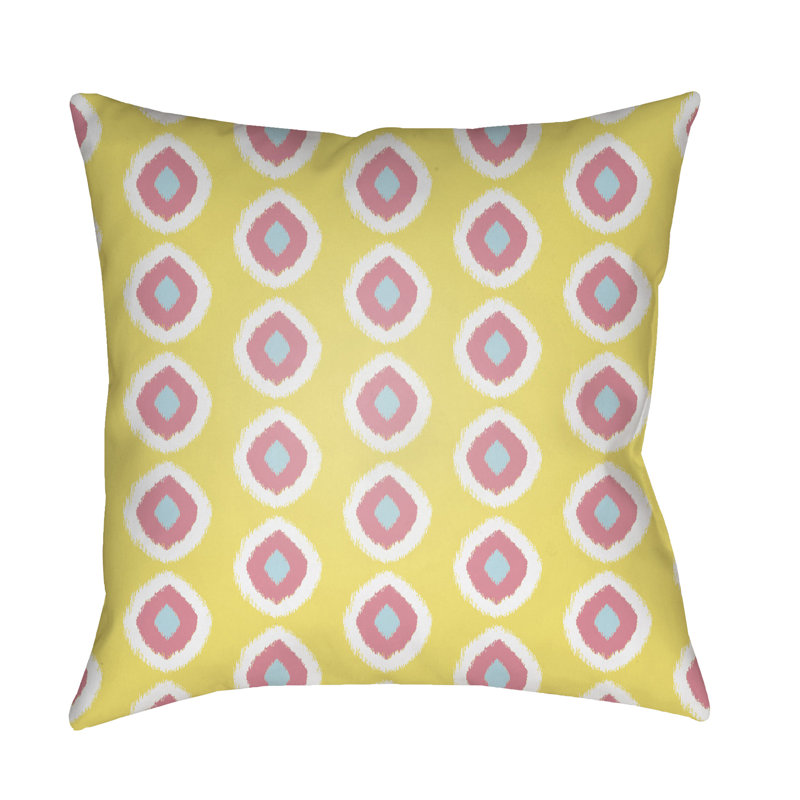 Geometric Outdoor Throw Pillow, 18" H x 18" W x 3.5" D, Yellow