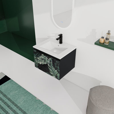 Meuble-lavabo mural 24 po avec lavabo en céramique