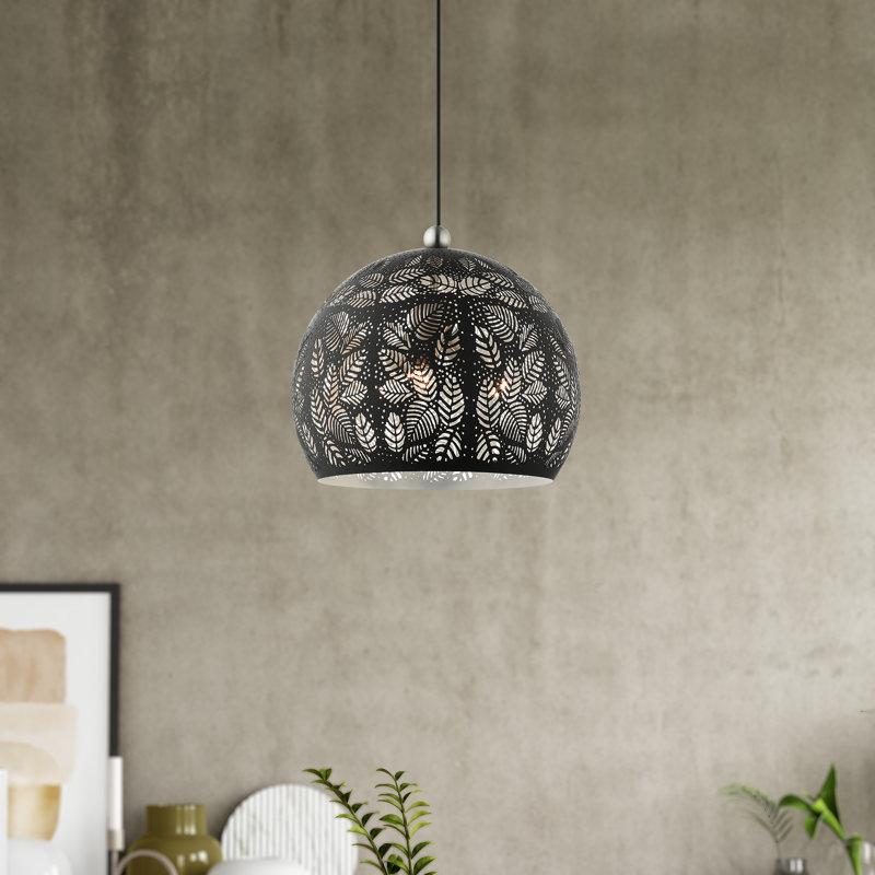 Luminaire suspendu en forme de dôme à 3 lumières Alira, H 110 po x l 15,75 po x P 15,75 po, Noir