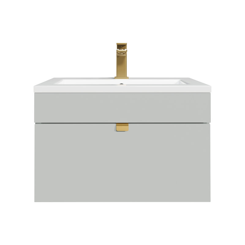 Ensemble de meuble-lavabo mural moderne 24 po Loft, Gris canadien / or, 24"