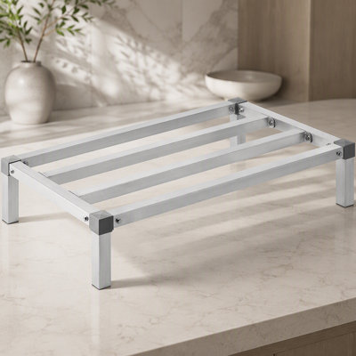 Aluminum Dunnage Rack, 36 x 20 Commercial Food Floor Rack, 8 Off the Floor, 1000 lbs Capacity All-Welded Aluminum Storage Rack, for Storage in Restaur