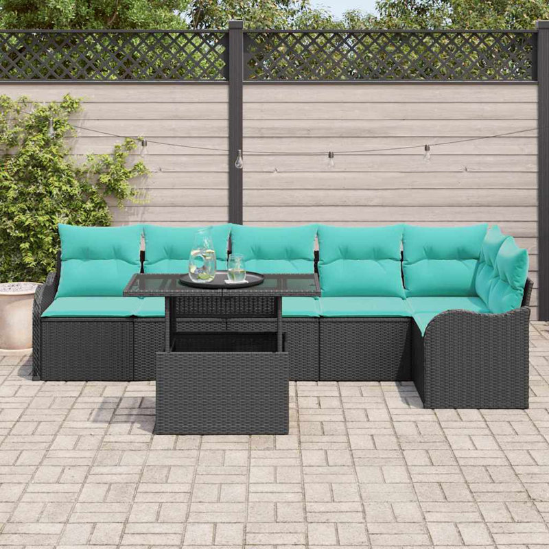 Ensemble de canapé de jardin manuel 7 pièces noir 100 x 55 x 73 cm Vidaxl