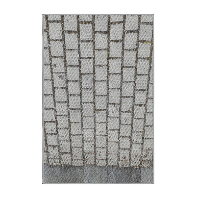 Tapis gris tissé à la machine, Rectangle 5 pi x 7 pi