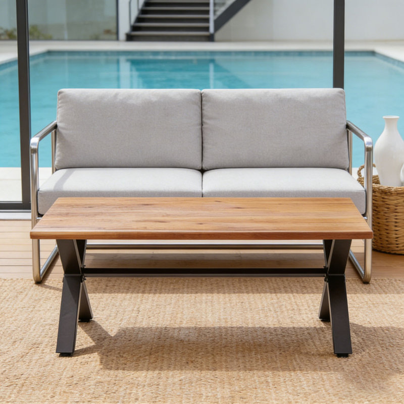 Table basse d'extérieur en bois d'acacia