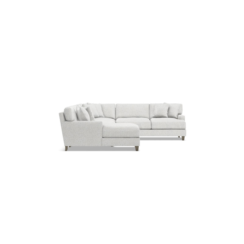 Bernhardt Mila 5-Piece Fabric Sectional, Left Hand Facing, White Polyester, 33.5" H x 137" W x 107" D
