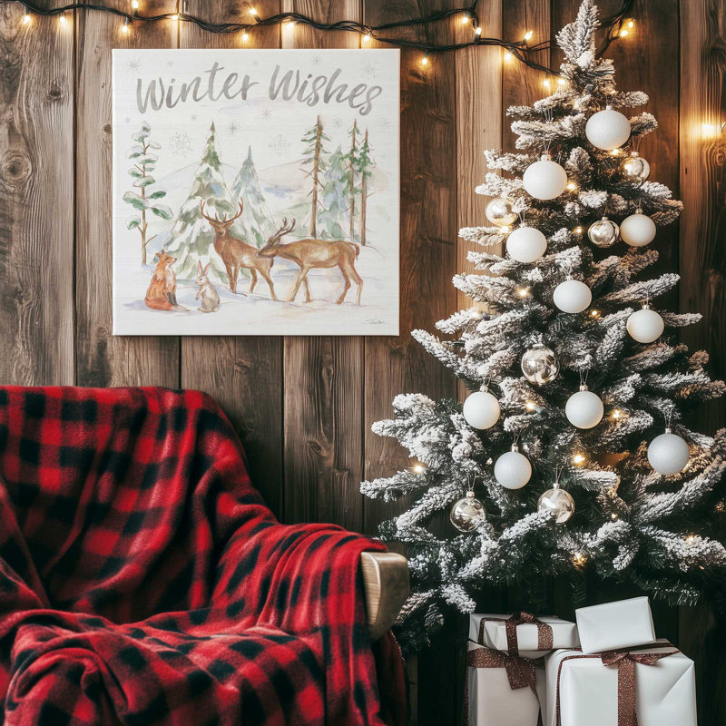 Impression sur toile encadrée Woodland Winter Wishes III, Toile tendue, H 32 po x l 32 po x P 1,25 po