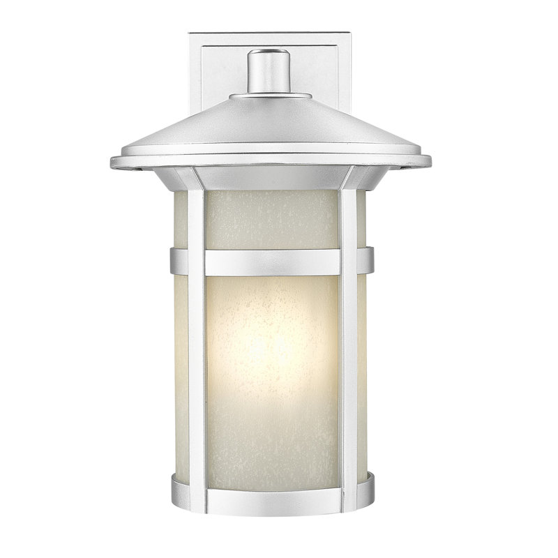 Lanterne murale d'extérieur en verre givré à 1 ampoule Mistydawn H 12,13 po, Argent brossé