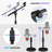 Microphone Stand Desk Adjustable: Boom Arm Mic Stand Desktop With 2 Mic Clips Reinforced Metal Base Table Mic Mount With 3/8" To 5/8" Screw Adapter For Singing Performance Wedding Stage Black