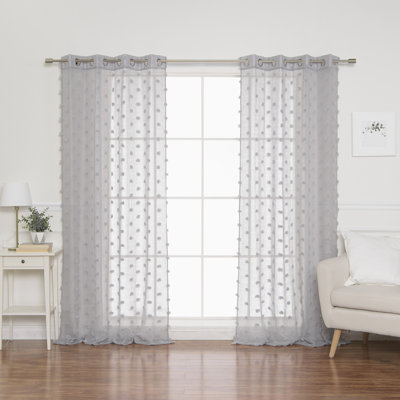 Zaliki Polka Dots Semi-Sheer Grommet Curtain Panels