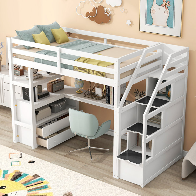 Jamariea Loft Bed Bed, White, Twin