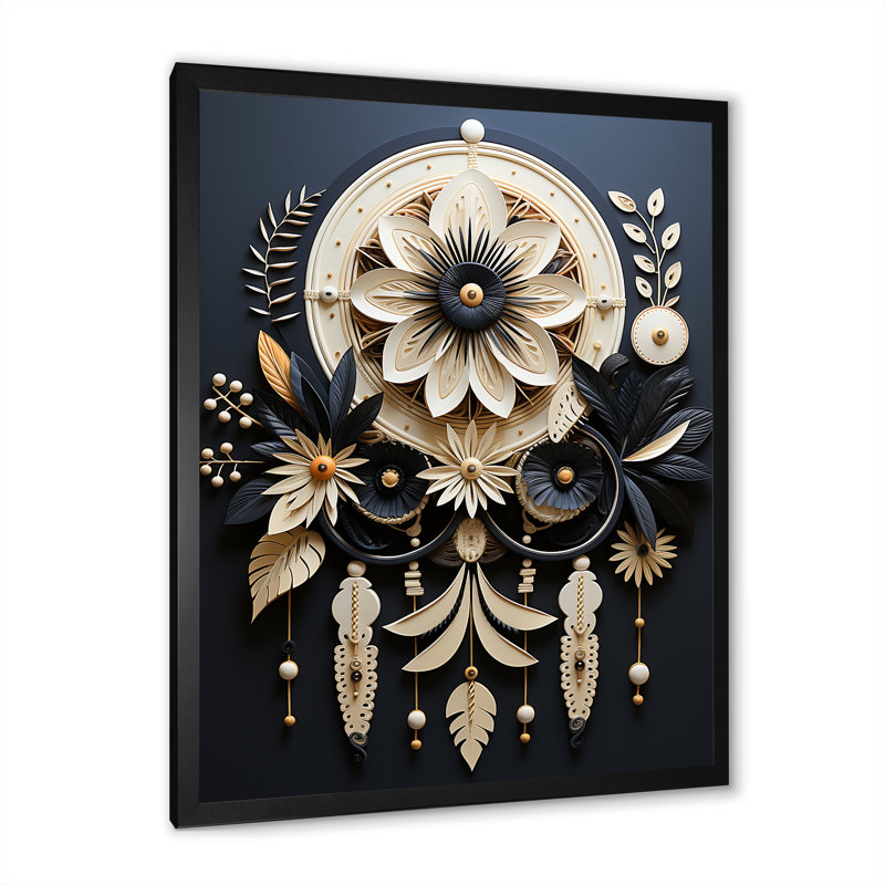«Native American Dream Catcher I», reproduction d'art sur toile encadrée, H 20 po x l 12 po x P 1 po, Cadre simple noir