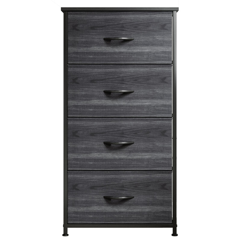 Commode en tissu 4 tiroirs, Charbon/Noir